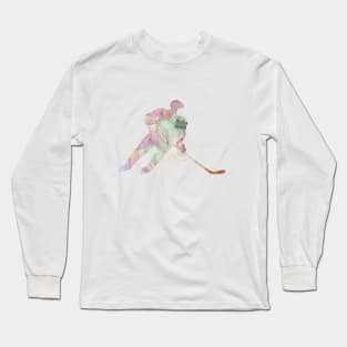 Girl Ice Hockey Player Watercolor Sport Decor Gift Long Sleeve T-Shirt